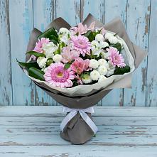 Букет цветов из:  Герберы, Альстромерии и Хризантемы в Локомотивный