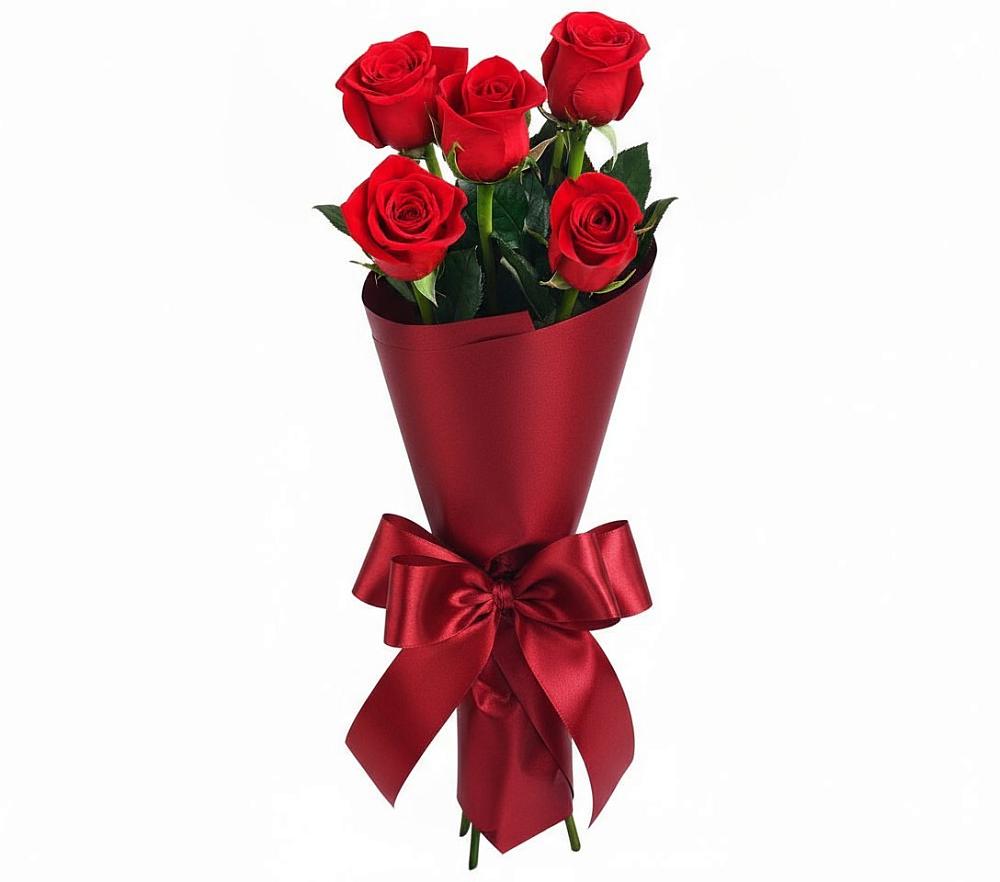 Букет 5 Красных роз Эдлесс Лав в Локомотивный