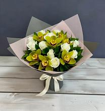 Букет цветов из:  Орхидеи и Розы в Локомотивный