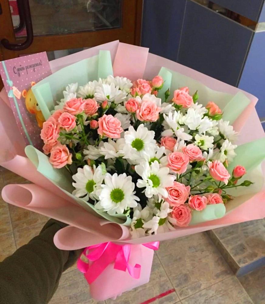 Букет цветов из: Розы и Хризантемы в Локомотивный