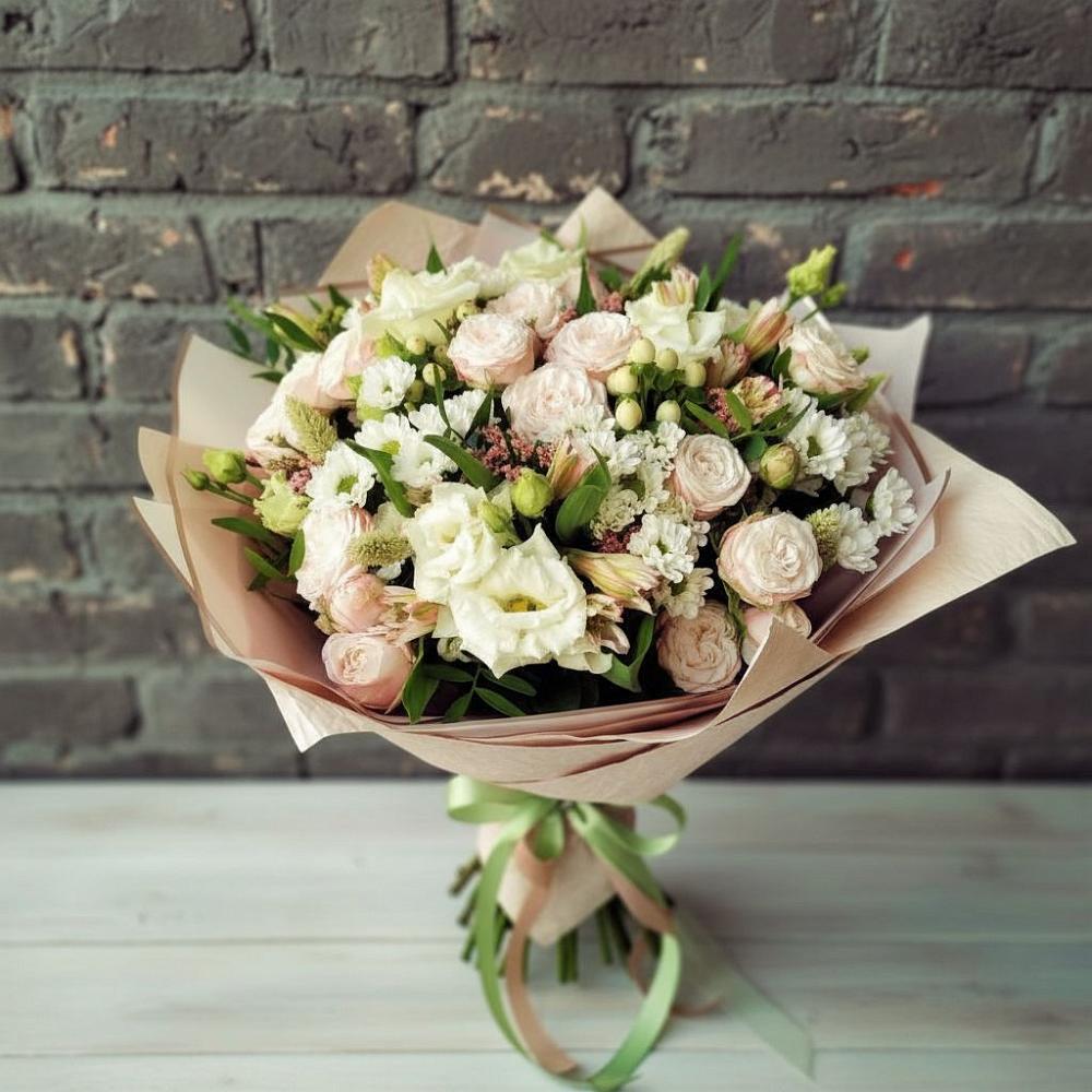 Букет цветов из: Альстромерии, Розы и Хризантемы в Локомотивный