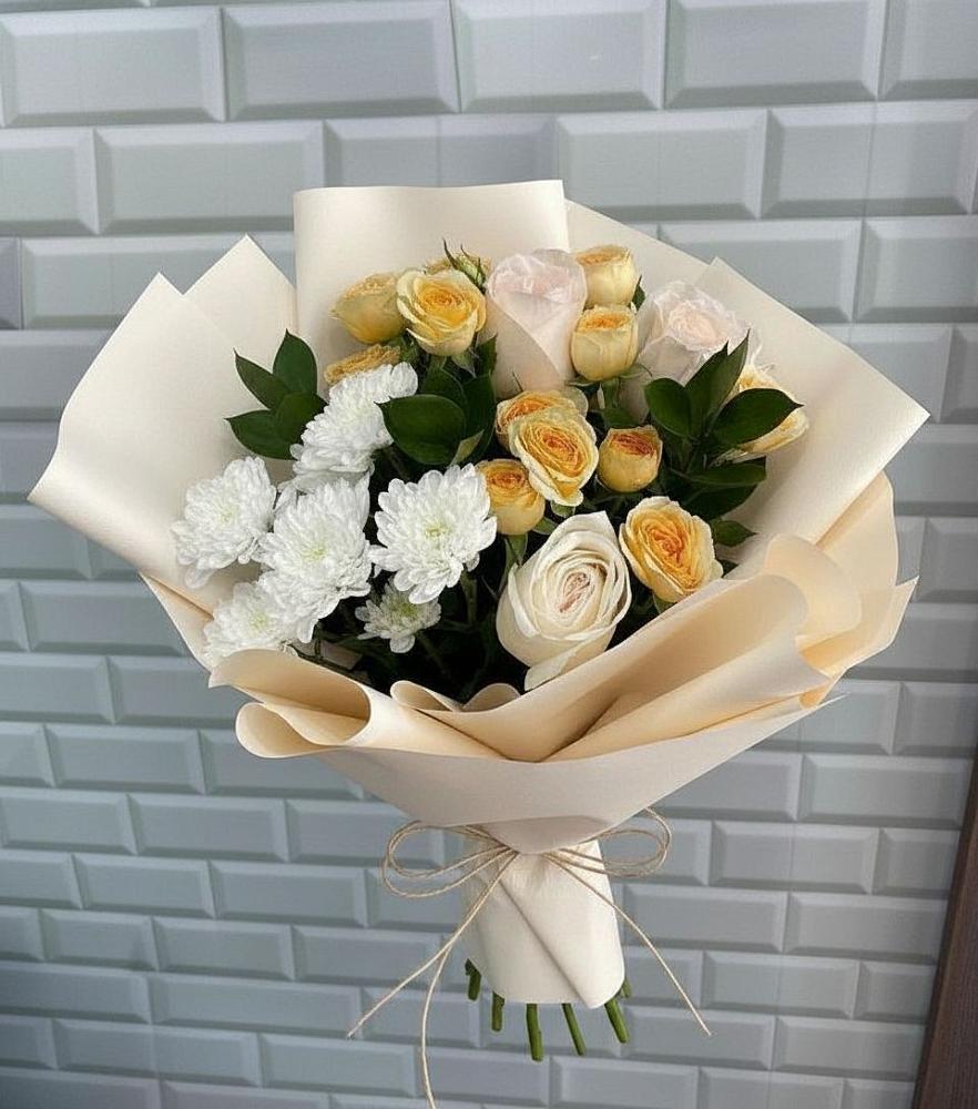 Букет цветов из: Розы и Хризантемы в Локомотивный