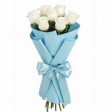 Букет 7 белых роз Проуд в Локомотивный