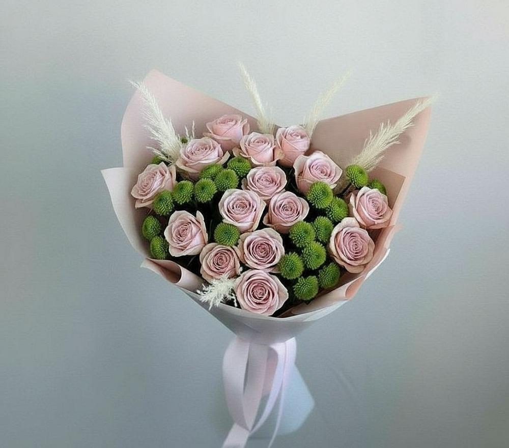 Букет цветов из: Розы и Хризантемы в Локомотивный