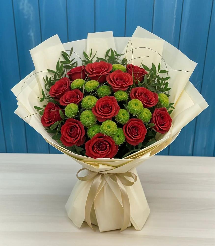 Букет цветов из: Розы и Хризантемы в Локомотивный