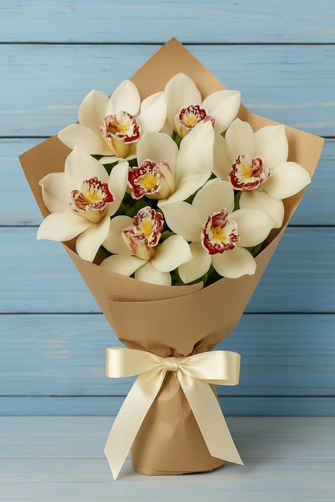 Букет цветов из: Орхидеи и Розы в Локомотивный