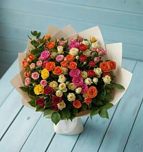 Букет Микс из разноцветных кустовых роз #REPLACE_PRED# Локомотивный